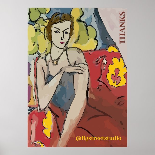 Nancy In Red Chair, MERCI, ajouter le texte Poster (Devant)