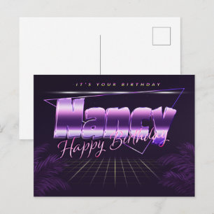 Nancy prénom carte postale violet anniversaire