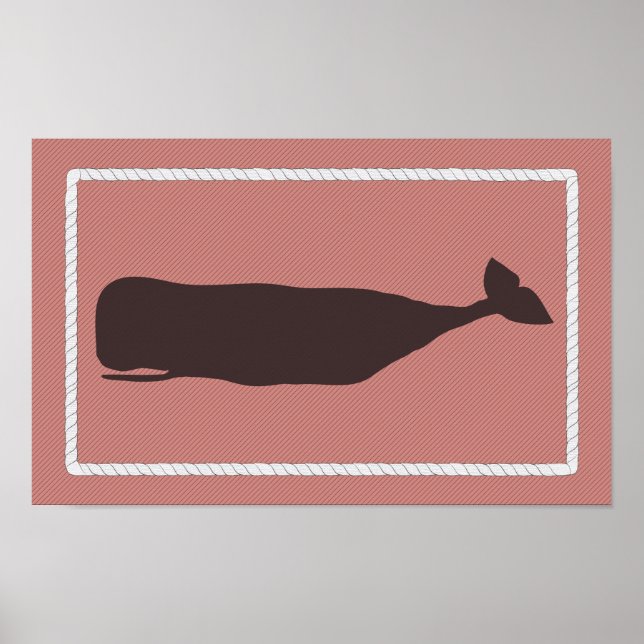 Nantucket Baleine Poster nautique en Corail défraî (Devant)