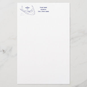 Nantucket Island MA Carte Vintage Marine Blue