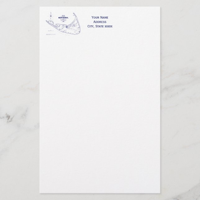 Nantucket Island MA Carte Vintage Marine Blue (Devant)