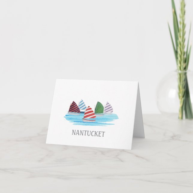 Nantucket Rainbow Fleet Aquarelle couleur blanche  (Devant)