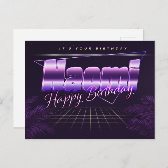 Naomi Nom Prénom Anniversaire de la carte postale (Devant / Derrière)