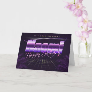 Naomi Nom Prénom lila retro Carte Anniversaire