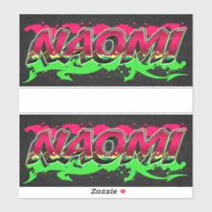 Naomi prénom nom graffiti autocollant sticker