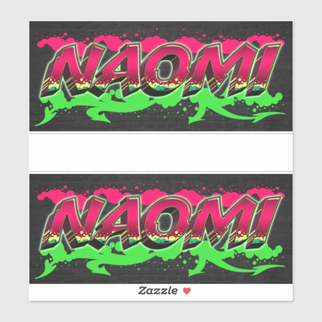 Naomi prénom nom graffiti autocollant sticker (Feuille)