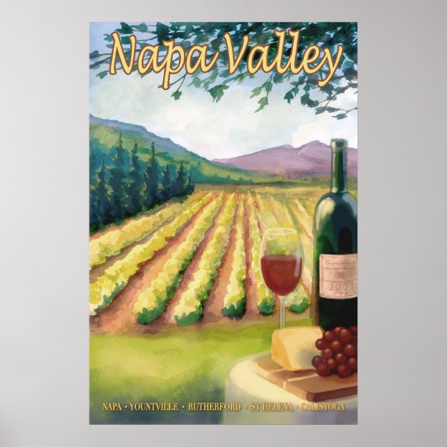 Napa Valley, Californie Vin Pays Affiche de voyage (Devant)
