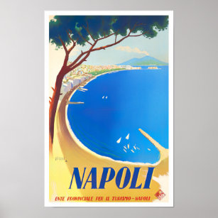 Naples Italy vintage travel Poster