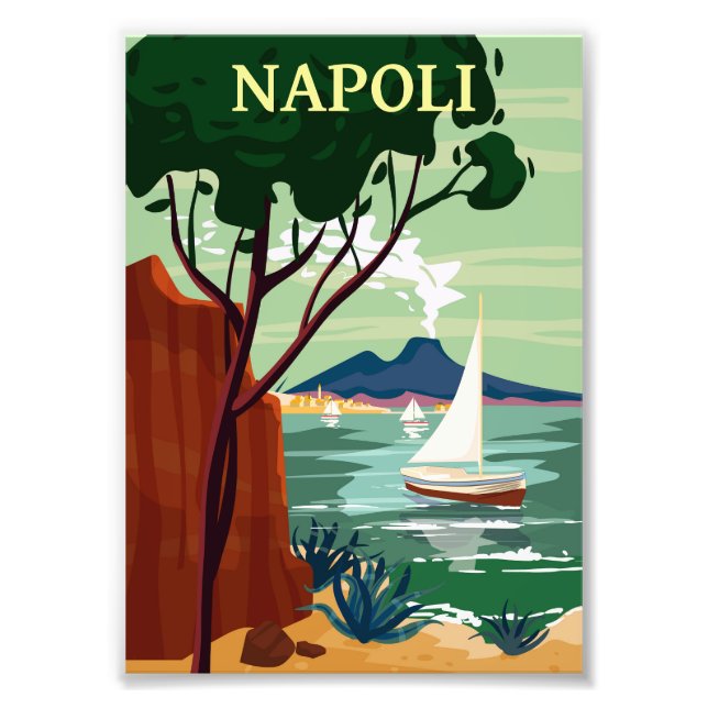 Naples Retro Travel Poster Italia (Devant)