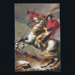Napoléon croisant la serviette de cuisine d'Alpes<br><div class="desc">Napoléon croisant la serviette de cuisine d'Alpes. Peinture à l'huile sur la toile à partir de 1800. Le napoléon de Jacques-Louis David d'artiste français croisant les Alpes est la description la plus célèbre du général et de l'empereur français. Le travail dépeint le napoléon montant un cheval blanc sur ses jambes...</div>
