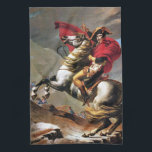 Napoléon croisant la serviette de cuisine d'Alpes<br><div class="desc">Napoléon croisant la serviette de cuisine d'Alpes. Peinture à l'huile sur la toile à partir de 1800. Le napoléon de Jacques-Louis David d'artiste français croisant les Alpes est la description la plus célèbre du général et de l'empereur français. Le travail dépeint le napoléon montant un cheval blanc sur ses jambes...</div>