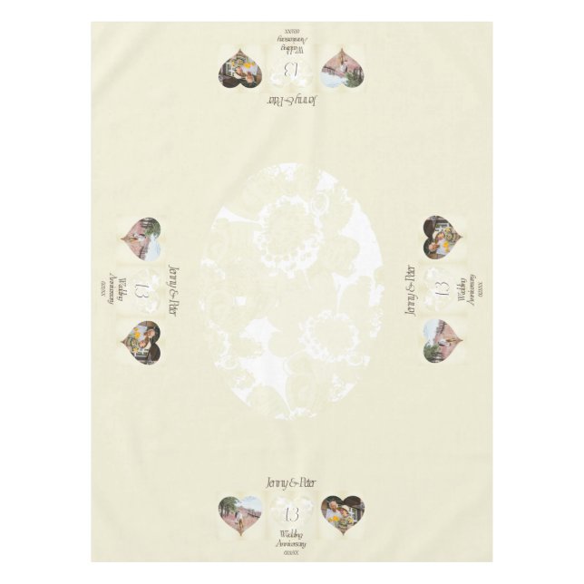 Nappe 13e anniversaire 2 Photos Lin à dentelle (Devant)