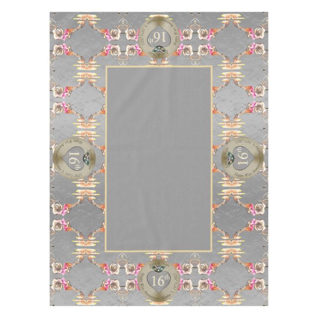 Nappe 16e anniversaire du Mariage Bougies et fleur de St (Devant)