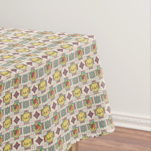 Nappe 1940 Motif de cuisine avec théières jaunes 60" x 8