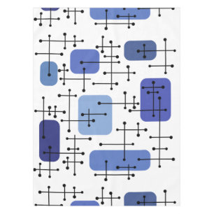 Nappe 1950 Eames Era Art Crosshairs Blanc Bleu