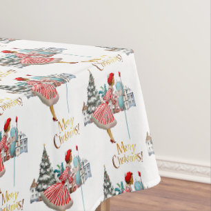Nappe 1950 Vintage dame publiant des voeux de Noël