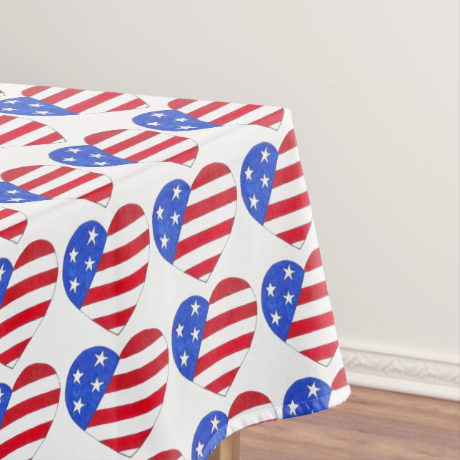 Nappe 4 juillet USA Patriotic Stars Stripes Heart Print (In Situ)