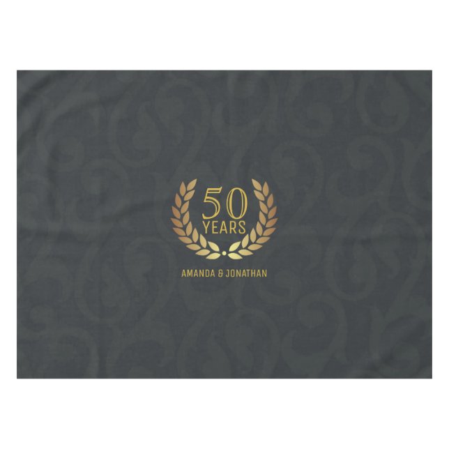 Nappe 50e anniversaire Mariage d'or personnalisé (Devant (Horizontal))