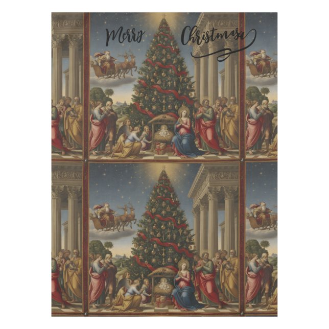 Nappe 52x70 Cotton Nativity Christmas Tablecloth (Devant)