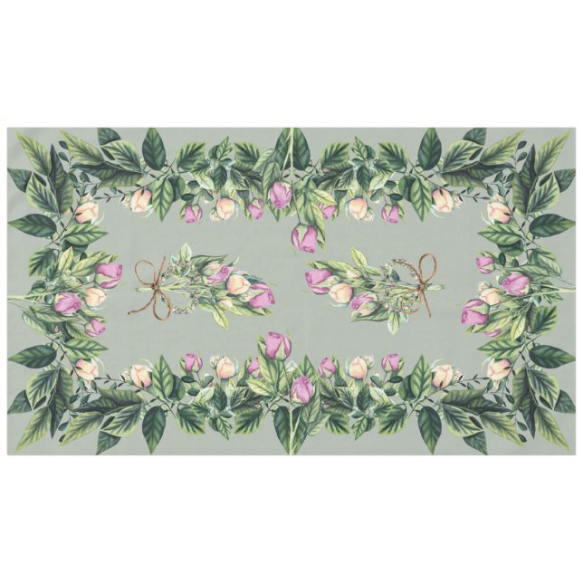 Nappe 60"x104" Tulipes sur la vigne en sage (Devant (Horizontal))