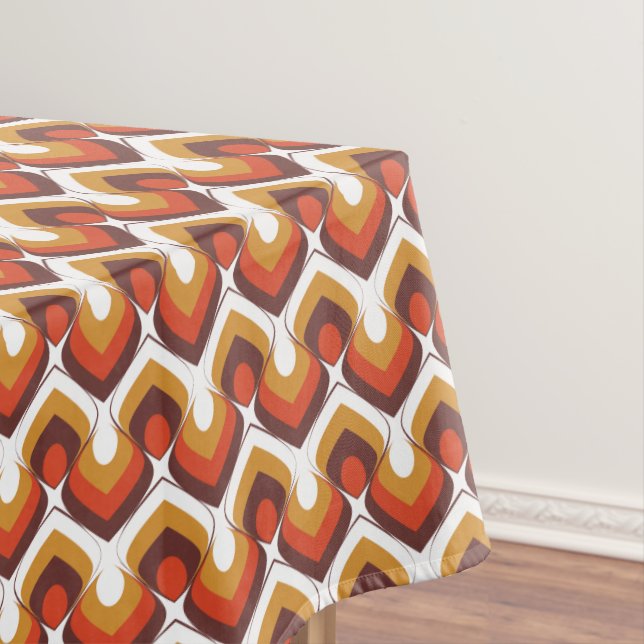 Nappe 70s Bold Retro Modern Motif in Orange & Brown (In Situ)