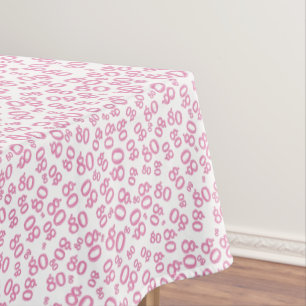Nappe 80e anniversaire Numéro de fête Motif rose et blan