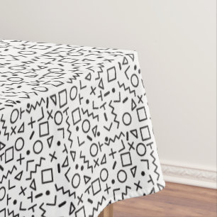 Nappe 90's Noir & Blanc Retro Shapes Motif