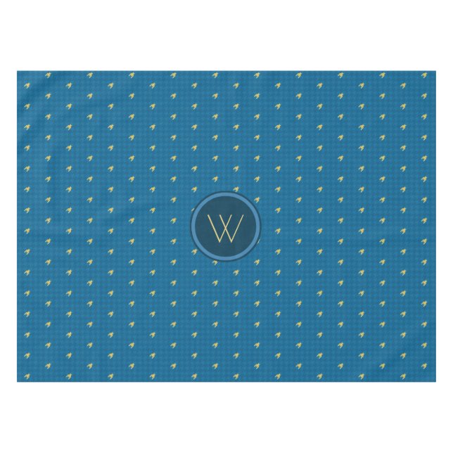 Nappe à carreaux bleu avec accent doré (Devant (Horizontal))