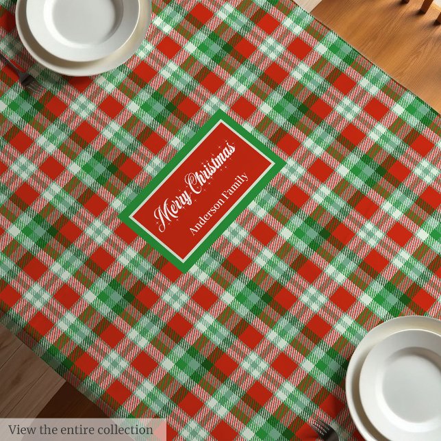 Nappe à carreaux rouge et vert de style traditionn (Red Green Checkered Tablecloth Traditional Style)