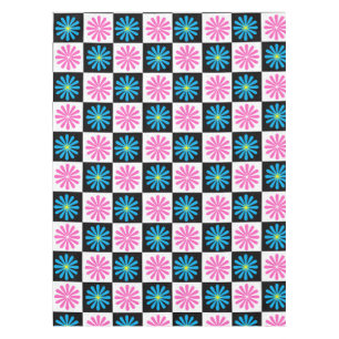 Nappe à damiers Aster bleu rose Floral Abstrait