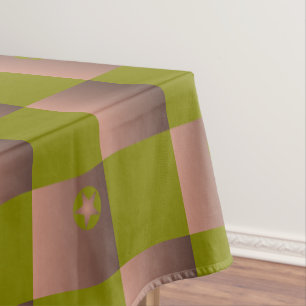 Nappe à damiers motif en brun et vert olive