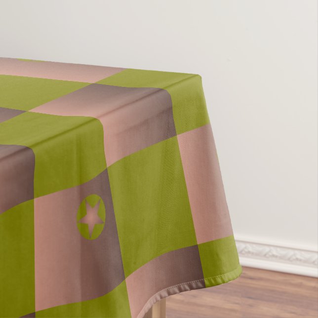 Nappe à damiers motif en brun et vert olive (In Situ)