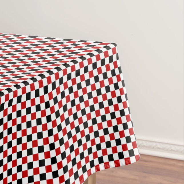 Nappe à damiers-rouge, blanc-noir-52x70 COTON TABLECLOTH (In Situ)