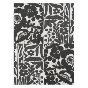 nappe à fleurs blanche et noire