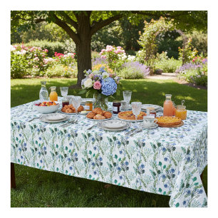 Nappe à fleurs sauvages aquarelle bleu vert