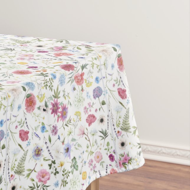 Nappe à fleurs sauvages aquarelle rose et bleu (In Situ)