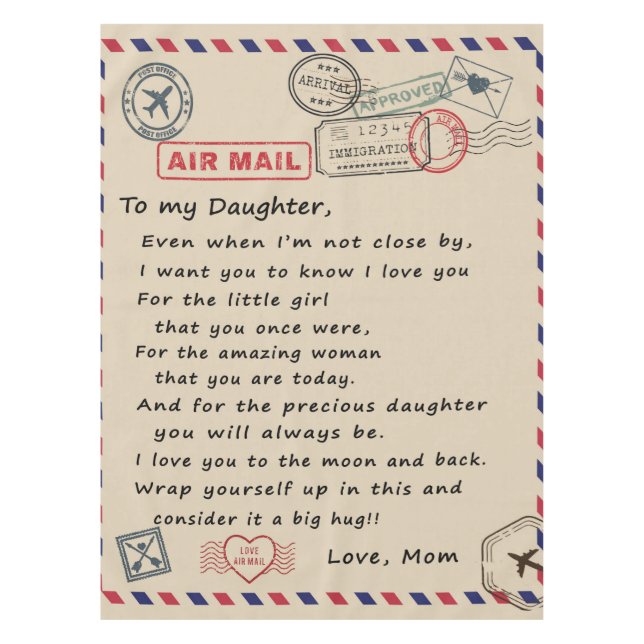 Nappe À Mon Cadeau Fille, Lettre D'Amour Fille Et Maman (Devant)