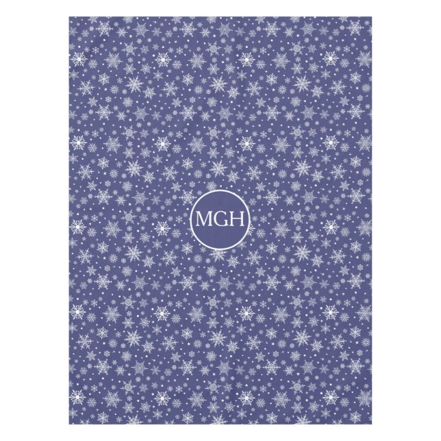 Nappe à monogramme flocon de neige d'hiver (Devant)