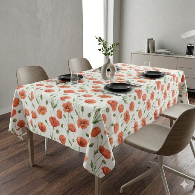 Nappe à motif de coquelicot rouge aquarelle de fle (Créateur téléchargé)