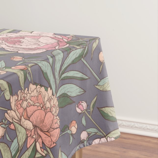 Nappe à motif floral rose, pêche et gris (In Situ)