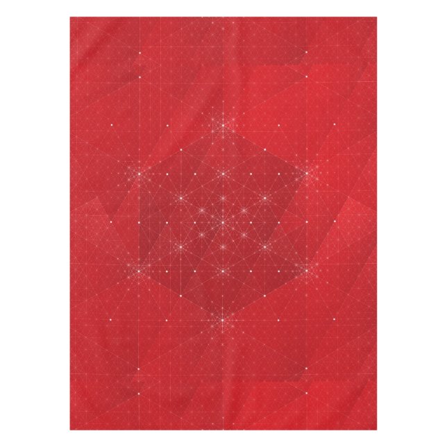 Nappe à motif géométrique hexagonal rouge et blanc (Devant)