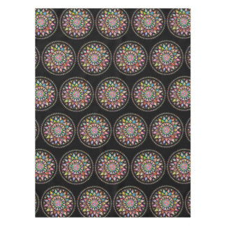 Nappe à motif indien mandala arc-en-ciel noir