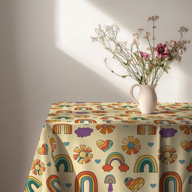 Nappe à motif tourbillonnant funky décoration de s (Funky Swirl Tablecloth Groovy 70s Dining Decor)