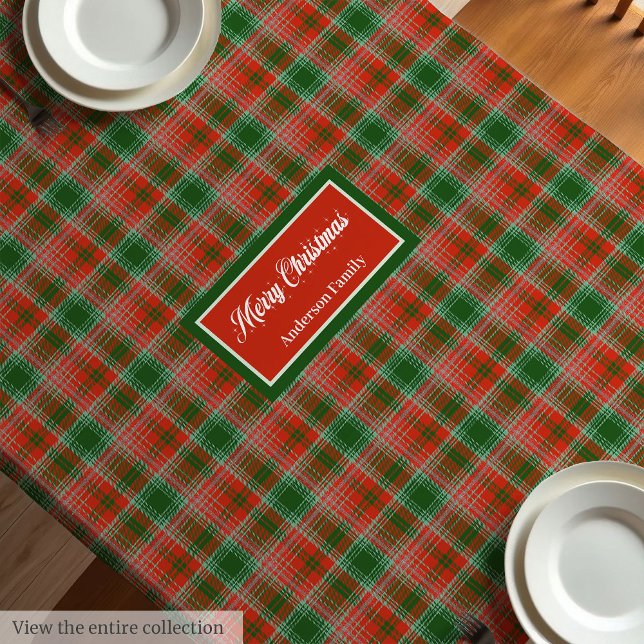 Nappe à nom personnalisé Look de Noël traditionnel (Custom Name Tablecloth Traditional Christmas Look)
