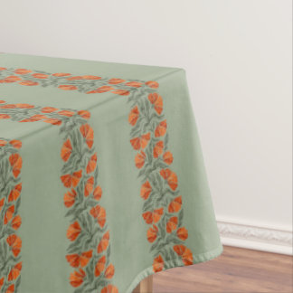 Nappe à rayures botaniques vert sauge et orange