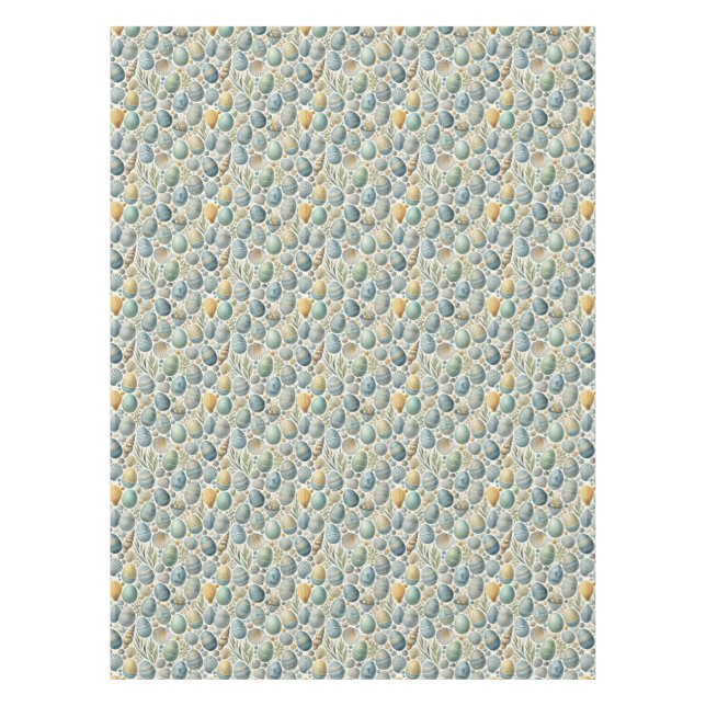 Nappe à thème de Pâques avec oeufs et coquillages (Devant)