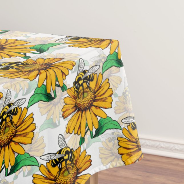 Nappe Abeille sur le Motif de fleurs de tournesol (Créateur téléchargé)