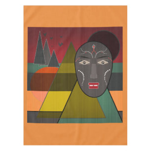 Nappe Abstract african mask in re vintage colors