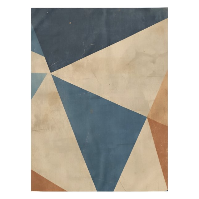 Nappe Abstract in Blues, Tan, and Rust Tablecloth (Devant)