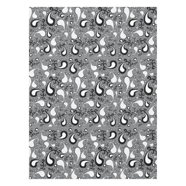 Nappe Abstrait gris et blanc Tulip Paisley motif (Devant)